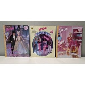 UNCUT Golden Book Barbie Paper Doll Lot of 3 Gala Evening Spring Fashions